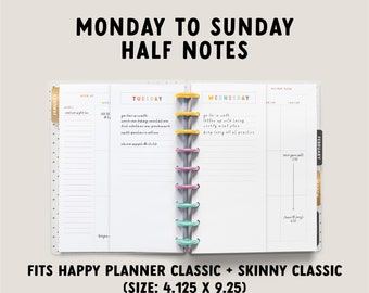 Daily Task Notes | Task Notes Insert | 4.125x9.25 | Discbound Happy Planner Classic | Printer Notes Page | Colorful