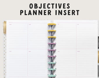 Objectives Planner Insert | Weekly Planner Pages | Lined Task Planner | Happy Planner Inserts