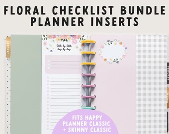 Floral Checklist Bundle: Happy Planer Classic Inserts (PDF Download)