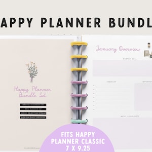 Puede incluir: Un conjunto de planificadores Happy Planner Classic de tamaño clásico con un diseño floral. El planificador incluye un calendario mensual, un planificador de comidas, una distribución de objetivos semanales y una lista de verificación diaria de lunes a domingo. El planificador mide 17,8 cm por 23,5 cm.