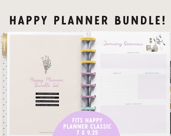 Happy Planner Bundle Einsätze: Monats-, Wochen-, Mahlzeitenplaner (digitaler Download)