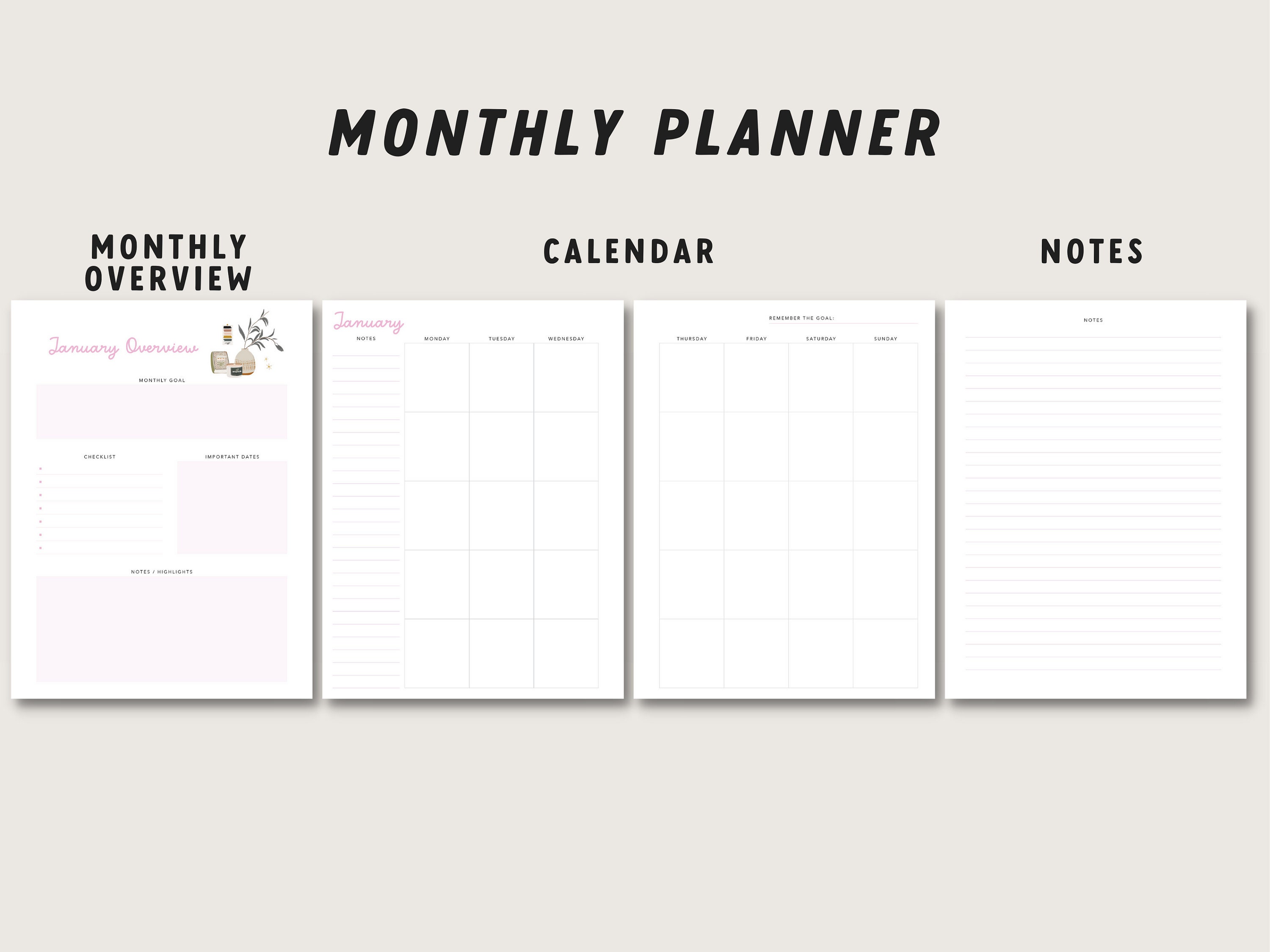 Happy Planner BUNDLE Inserts Printable Paper Planner Sheets Undated Planner Insert Discbound ...