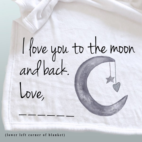 Personalized Throw Blanket, Love You to The Moon and Back, personalized throw, moon, star and heart, Christmas gift, Grandchild Gift