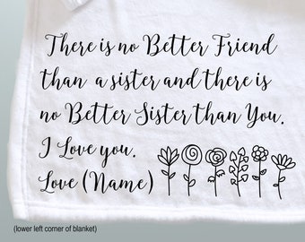 Personalized sister throw blanket, word blanket, gift for sister, sister blanket, personalized gift for sister, no better friend than sister