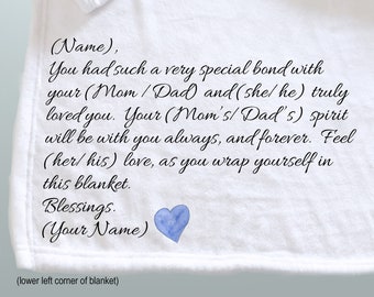 Personalized Memorial Throw Blanket, Loss of a loved one, Memorial gift, fleece throw blanket, sympathy gift, word blanket, photo blanket