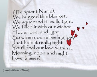 We hugged this blanket tight, personalized  throw blanket, Christmas gift, Mother's Day, Father's Day, red hearts, personalized gift for Mom