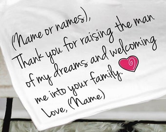 Gift for Groom's Parents, Personalized Throw Blanket, Wedding Party Gift, word blanket, gift for mother-in-law, gift for father-in-law