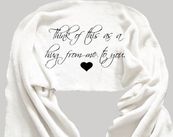 A personalized Hug, Personalized Scarf, Fleece Scarf, Cozy Scarf, Word Scarf, Hug from Me to You, Christmas Gift, Face Covering, Missing You