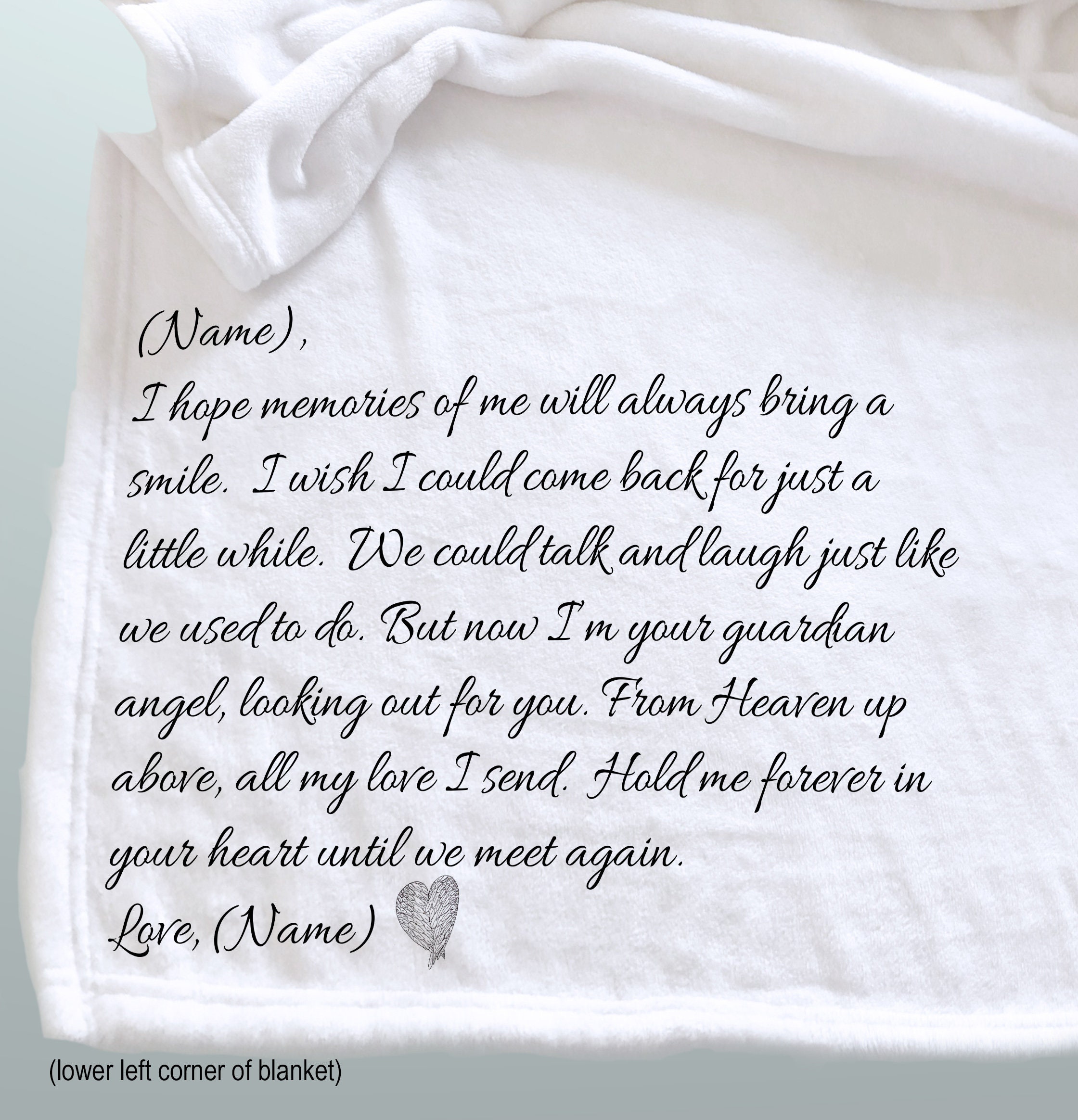 Personalized Sympathy Gift Memorial Throw Blanket Memory Blanket Message From Heaven Memorial Gift Missing Someone Who Has Passed. Etsy