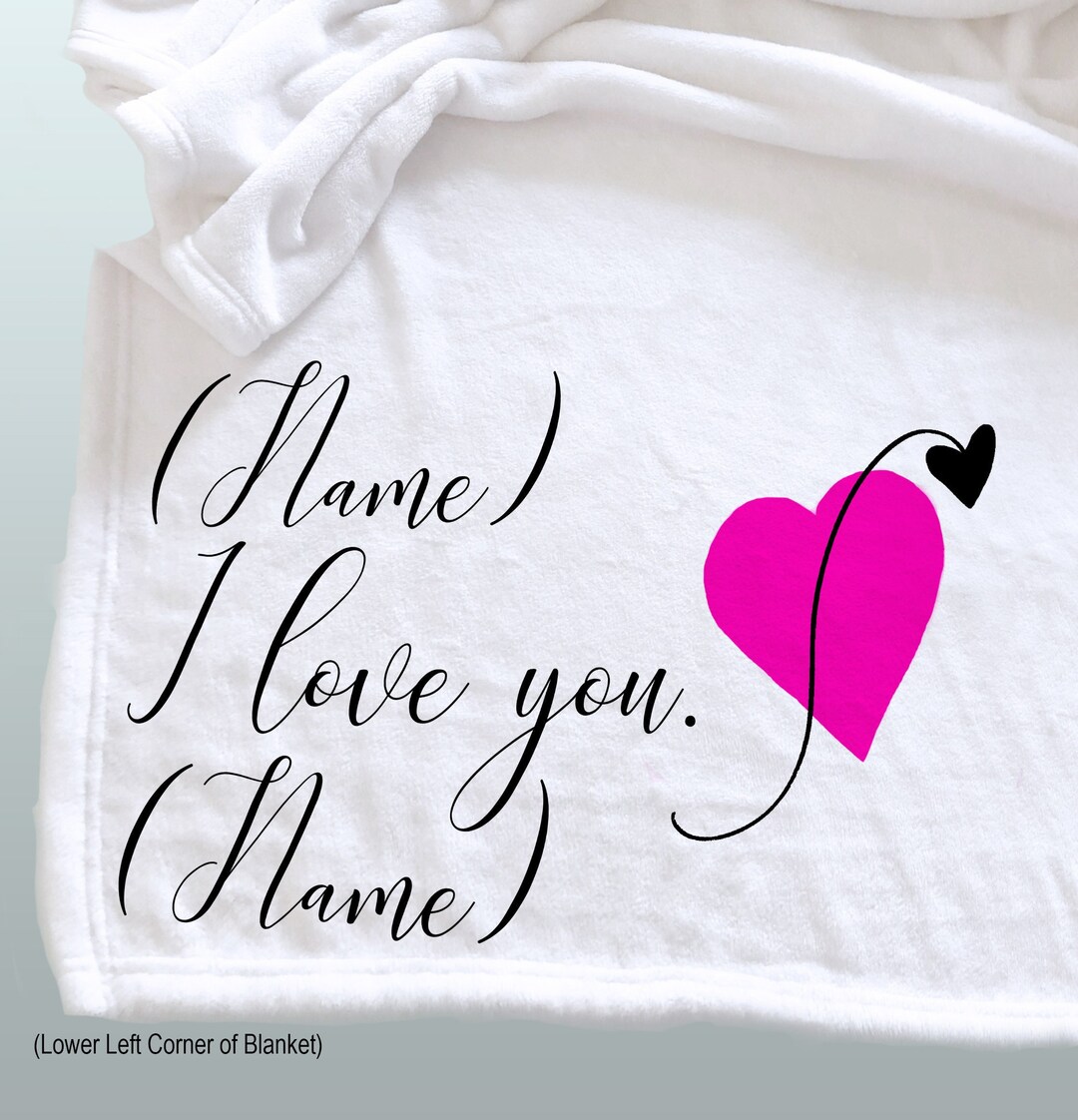 Personalized Throw Blanket, I Love You, Personalized Gift, Cozy Word