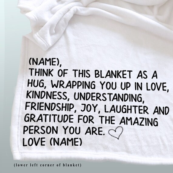 Think of This Blanket as Wrapping You up in a Hug Personalized Throw Blanket Sending Hugs at Christmas Sending a Blanket With a Message Etsy UK