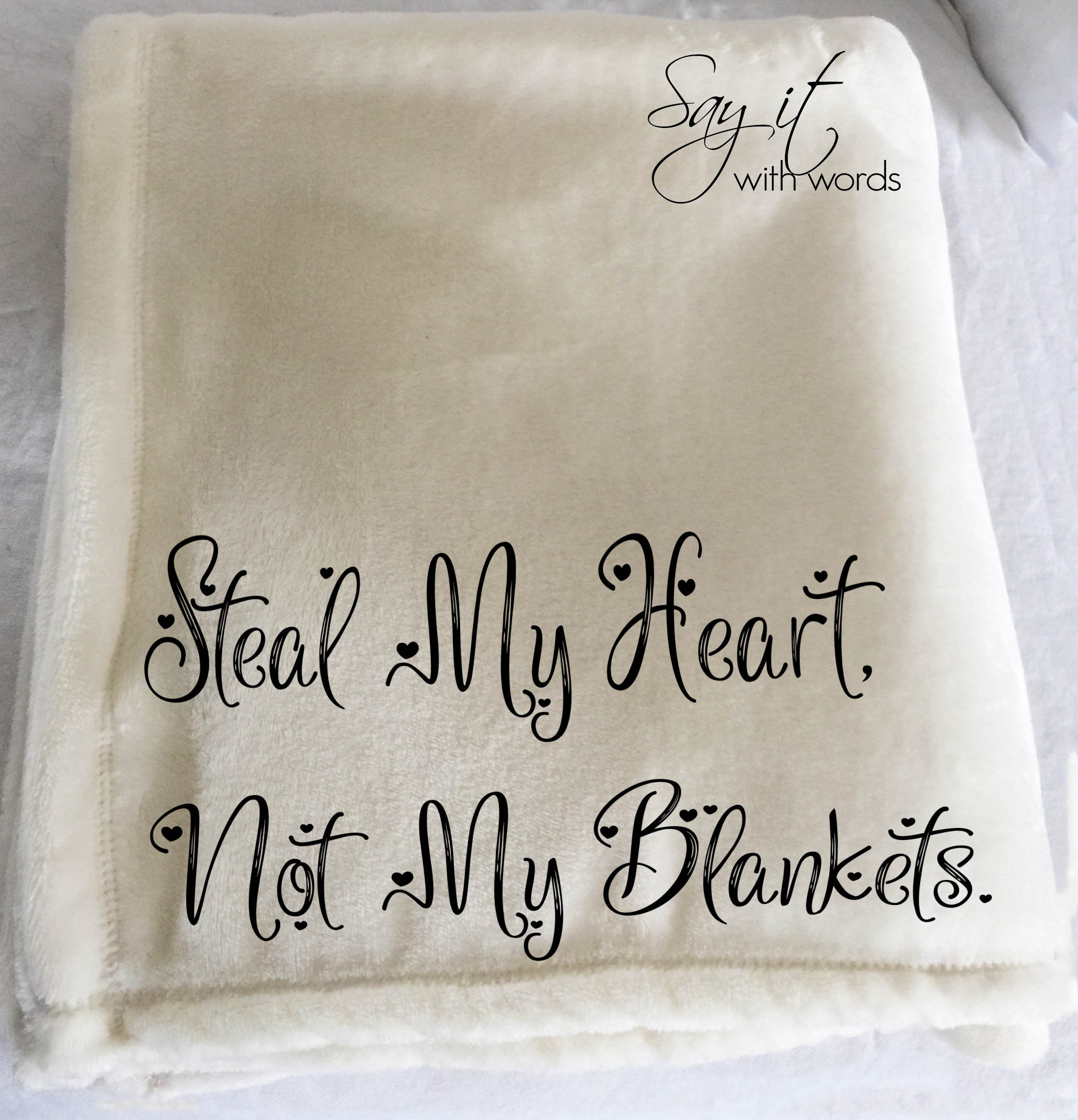 Personalized throw blanket word blanket steal my heart not Etsy