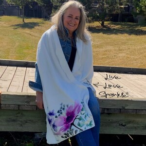 Warm fleece wrap, blanket scarf with original drawing, fleece blanket scarf, fleece wrap with your message, a scarf that will hug image 8