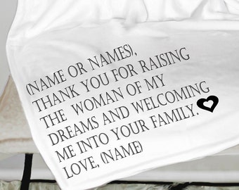 Personalized Throw Blanket, Personalized Gift, Parent of the Bride and Groom, wedding gift, thank you gift for parents, personalized gift