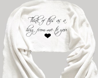 A personalized Hug, Personalized Scarf, Fleece Scarf, Cozy Scarf, Word Scarf, Hug from Me to You, Christmas Gift, Hug Scarf, Missing You