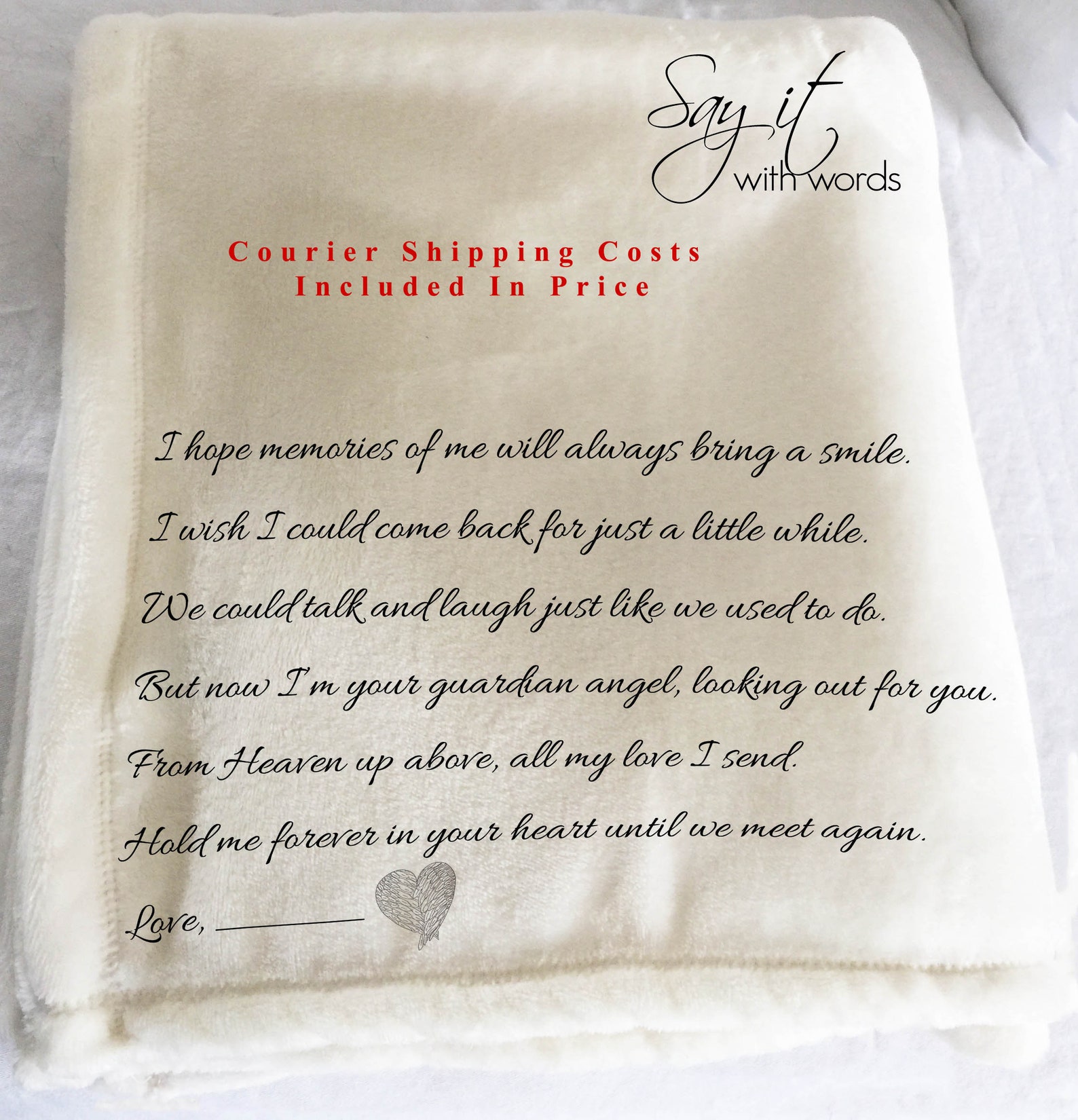 Personalized Memorial Throw Blanket memory blanket message Etsy