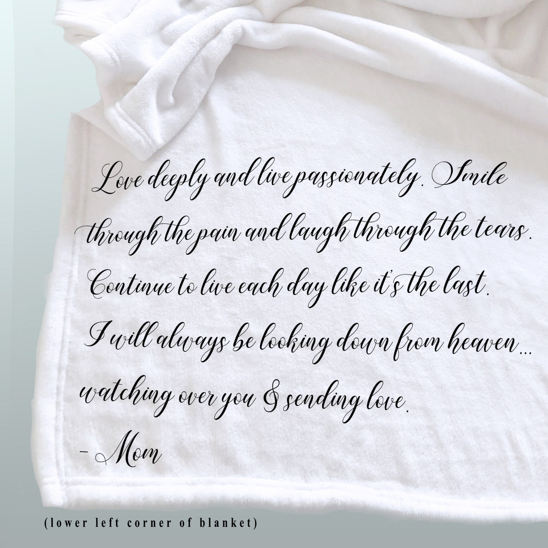 Memorial Throw Blanket, Loss of Mom, Sympathy Blanket, a Memorial Gift, Message From Deceased