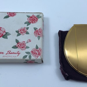 Vintage Art Deco Elgin American Beauty Mirrored Powder Compact in de originele doos