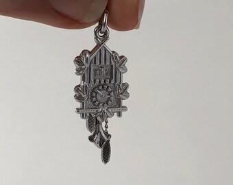 Vintage Sterling Silver Cuckoo Clock Charm for Bracelet or Necklace