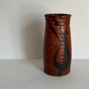 Handmade Vintage Canadian Studio Pottery Stoneware Vase BC Potter Artist Mark Lawrence