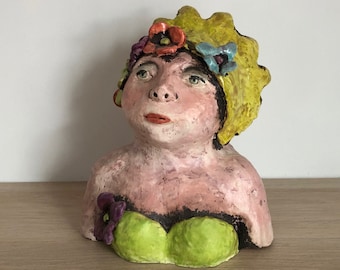 Vintage Canadian Studio Pottery Ceramic Bathing Beauty Bust Sculpture