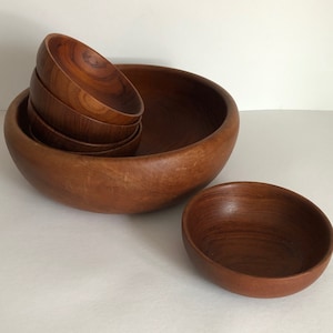 6 Pieces Vintage Mid Century Danish Modern Galatix England Teak Salad Serving Set