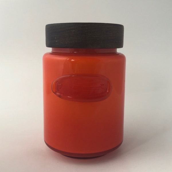 Vintage Holmegaard Swedish Glass Michael Bang Orange Palet Jar or Canister