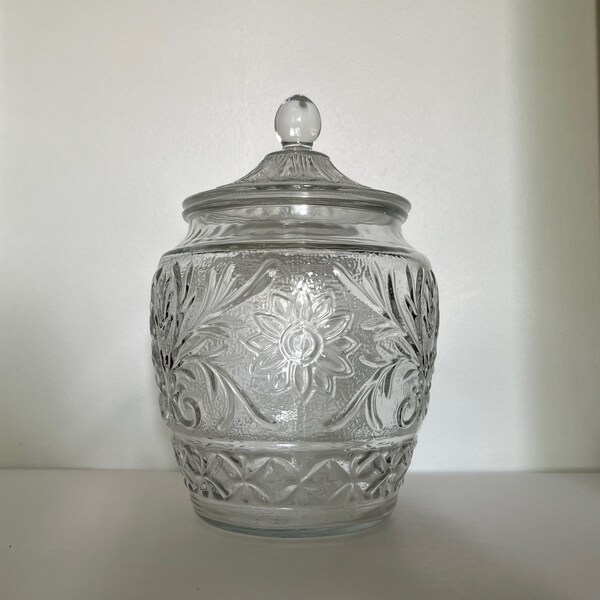 Vintage Depression Glass Anchor Hocking EAPG Sandwich Glass Cookie Jar