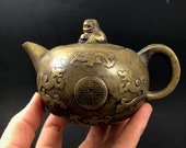 Antique Asian Chinese Brass Single Cup Teapot Tea Pot