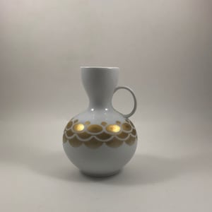 SALE! MCM Mid Century Modern West German White and Matte Gold AK Porzellan Vase Alka Kunst Alboth and Kaiser Olivia Porcelain Vase