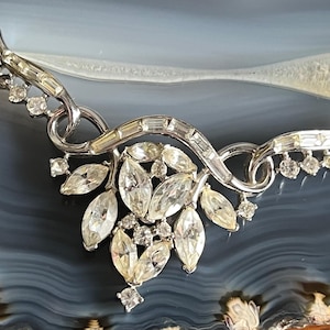 Vintage Mid Century Crown Trifari Crystal Rhinestone Bridal Necklace