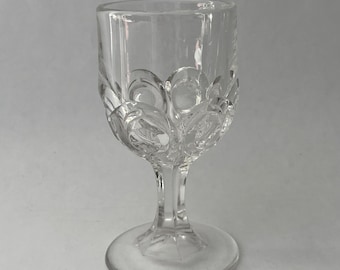 Antique EAPG Pressed Glass Bryce Texas Bull's Eye Cordial Glass Goblet