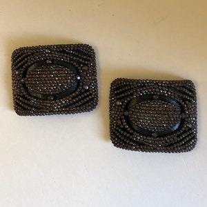 Pair of Antique Victorian French Steel Cut Shoe Buckles