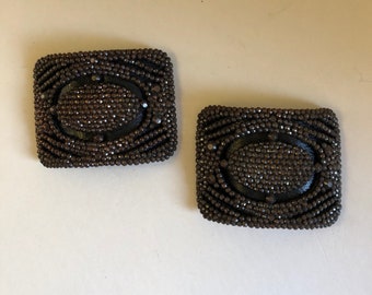 Pair of Antique Victorian French Steel Cut Shoe Buckles