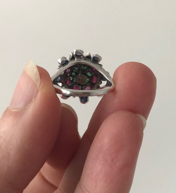 Vintage Sterling Silver Emerald Ruby Sapphire Lad… - image 8