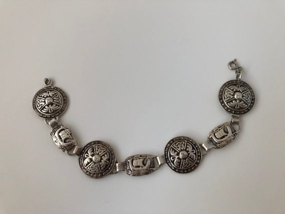 Vintage British Sterling Silver Panel Link Bracelet Celtic - Etsy