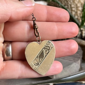 Vintage 12K Gold Filled Engraved Heart Pendant Fob