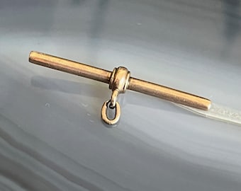Antique 10K Gold T Bar with Link for Watch Fob Chain Necklace Layering
