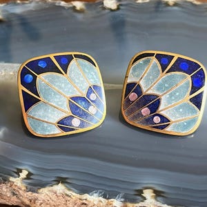 Vintage Artisan Signed Cloisonne Enamel Earrings