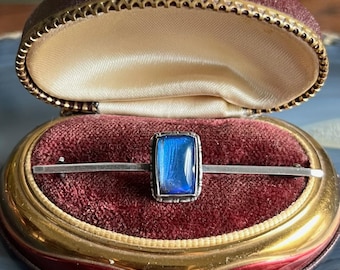 Art Deco Antik Sterlingsilver Blå Morpho Fjärilsvinge Brosch