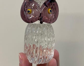 ムラーノガラス製赤いフクロウの置物 ヴィンテージ 1980年代 手吹き