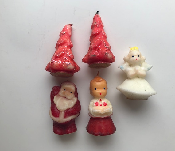 Nice Vintage Lot Gurley Christmas Candles ~ Boys & Girls Carolers ~ Santa