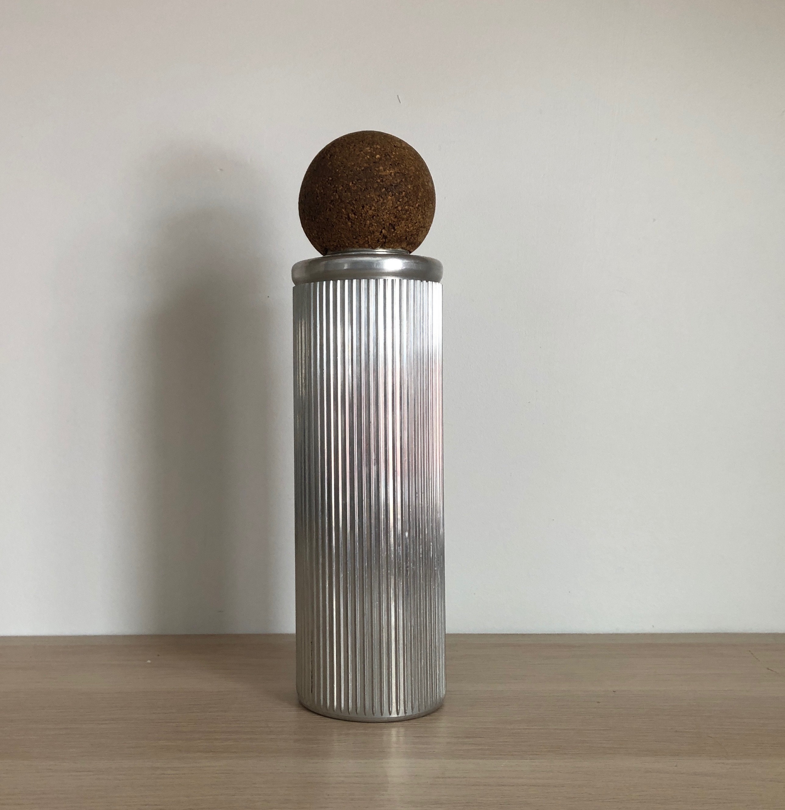 Rare Machine Age Art Deco Ribbed Aluminum & Cork Skyscraper