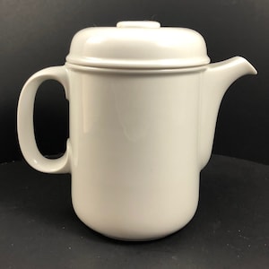 White Vintage Mid Century Modern Thomas Germany Porcelain Coffee or Tea Pot Teapot