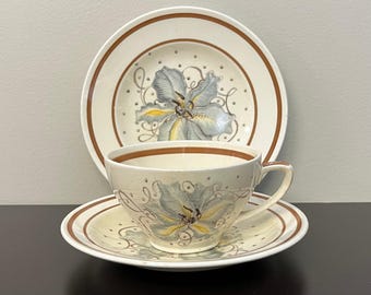 Vintage Susie Cooper Blue Orchid Cup and Saucer Plate Trio - Etsy