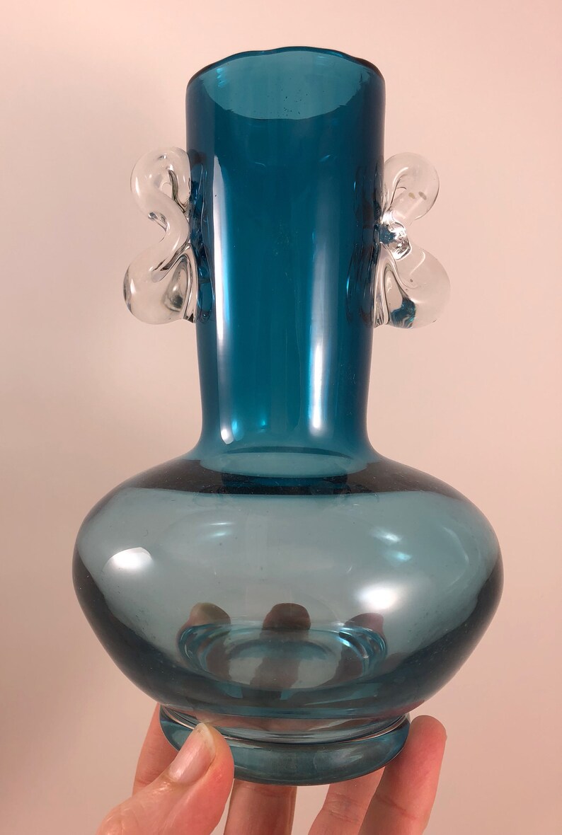 Beau vase en verre italien D'Empoli bleu de misiècle avec Etsy