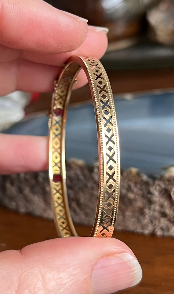 Antique Victorian Gold Filled Paste Ruby Small Ch… - image 10