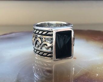 Vintage Silpada Sterling Silber Schwarzer Onyx Breite Zigarrenband Damenring Etsy