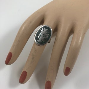 Vintage Modernist Sigi Pineda Taxco Mexican Sterling Silver Turquoise Ring