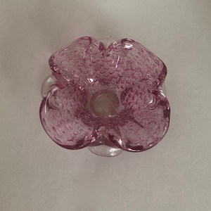Vintage Mid Century Murano Italian Art Glass Pink Bullicante Bowl